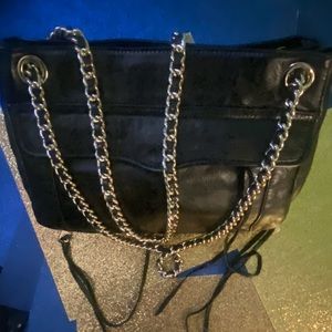 REBECCA MINKOFF BLACK GOLD SMOOTH LEATHER SHOULDER CROSSBODY GORG Bag